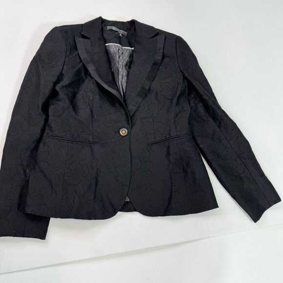 Robert Graham Blazer Womens Small Black Jacquard Wool Blend Jacket Button - Picture 1 of 11